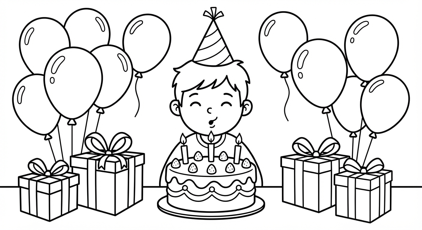 Birthday party coloring page