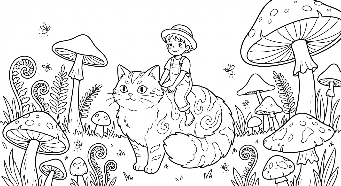 Ghibli style coloring page